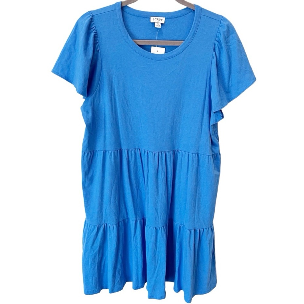 J. Crew Electric Blue Tiered Cotton Mini Dress